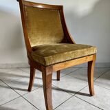 Chaise gondole en velours côtelé jaune moutarde