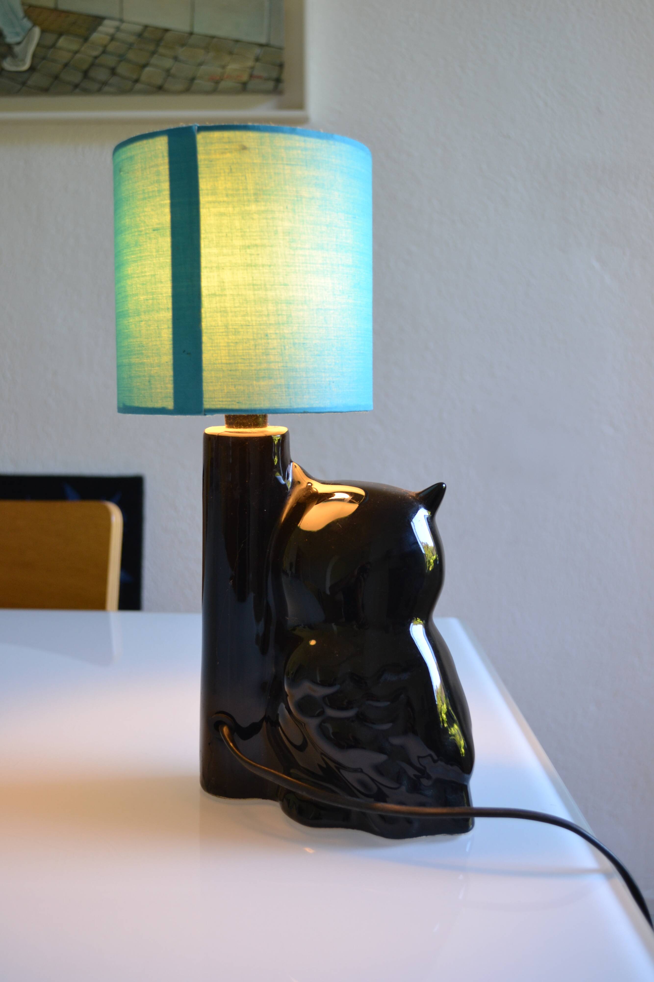 Vintage owl lamp 1980 ceramic holland