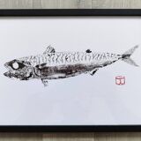 Framed Art Print, "Gyotaku of a Mackerel"
