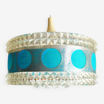 Space age plexiglass “diamonds” and molded glass pendant light