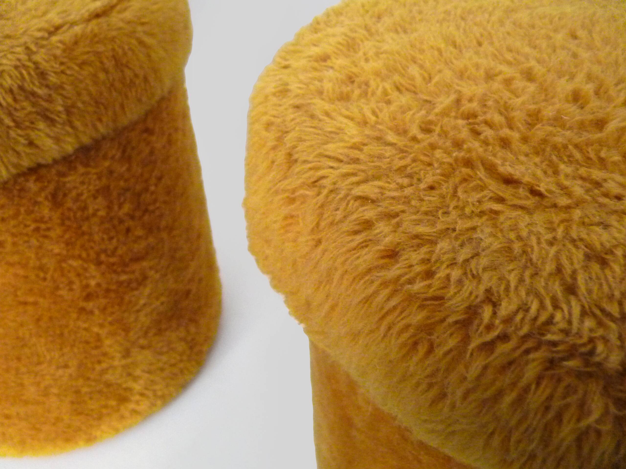 Pair of poufs, fur stools with storage inside, 1970s.