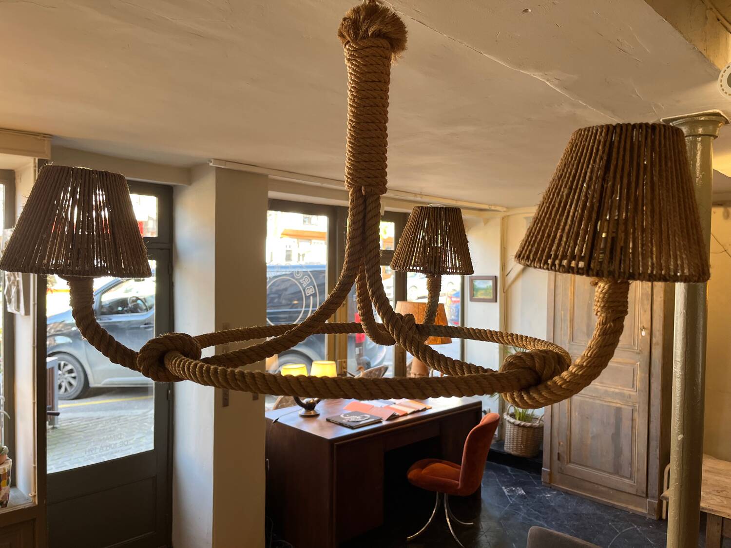 Cord chandelier 1970 Berthes Glasser