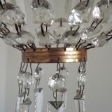 French Empire Style Bronze Single Montgolfier Crystal Basket Chandelier