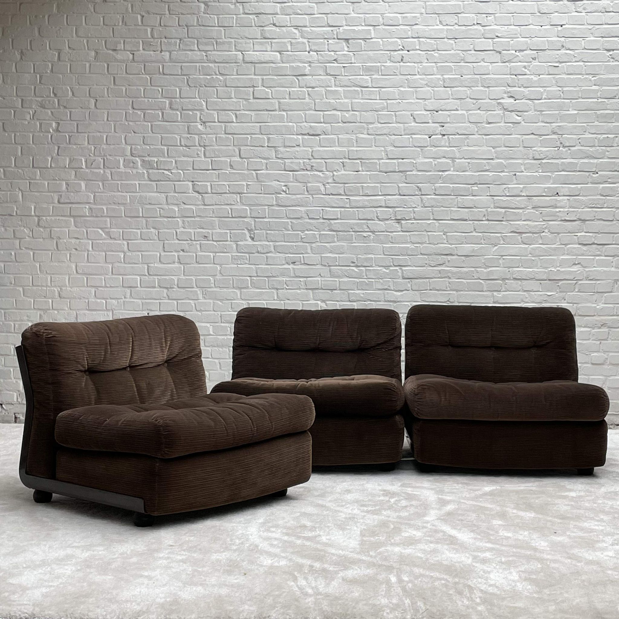 3 amantas in brown corduroy by Mario Belinni for B&B Italia