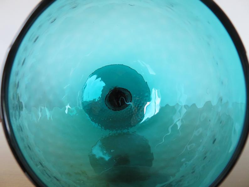Italy glass vase in turquoise green 70s
