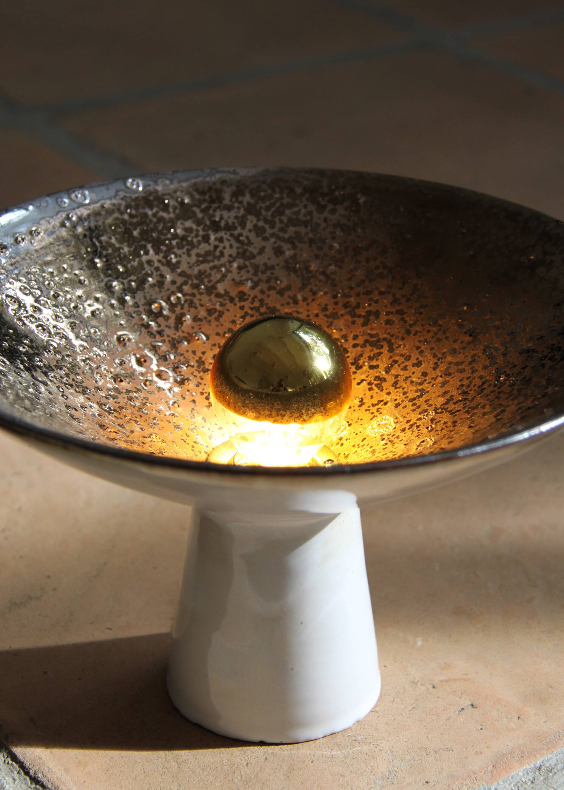 Unique piece flared lamp in stoneware