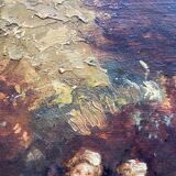 Monticelli adolphe, tableau ancien, scène galante, élégantes au parc, peinture 19ème siècle
