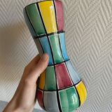 Schramberg Majolika Fabrik ceramic vase Mondrian style