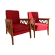 Pair of vintage wooden armchairs with braces