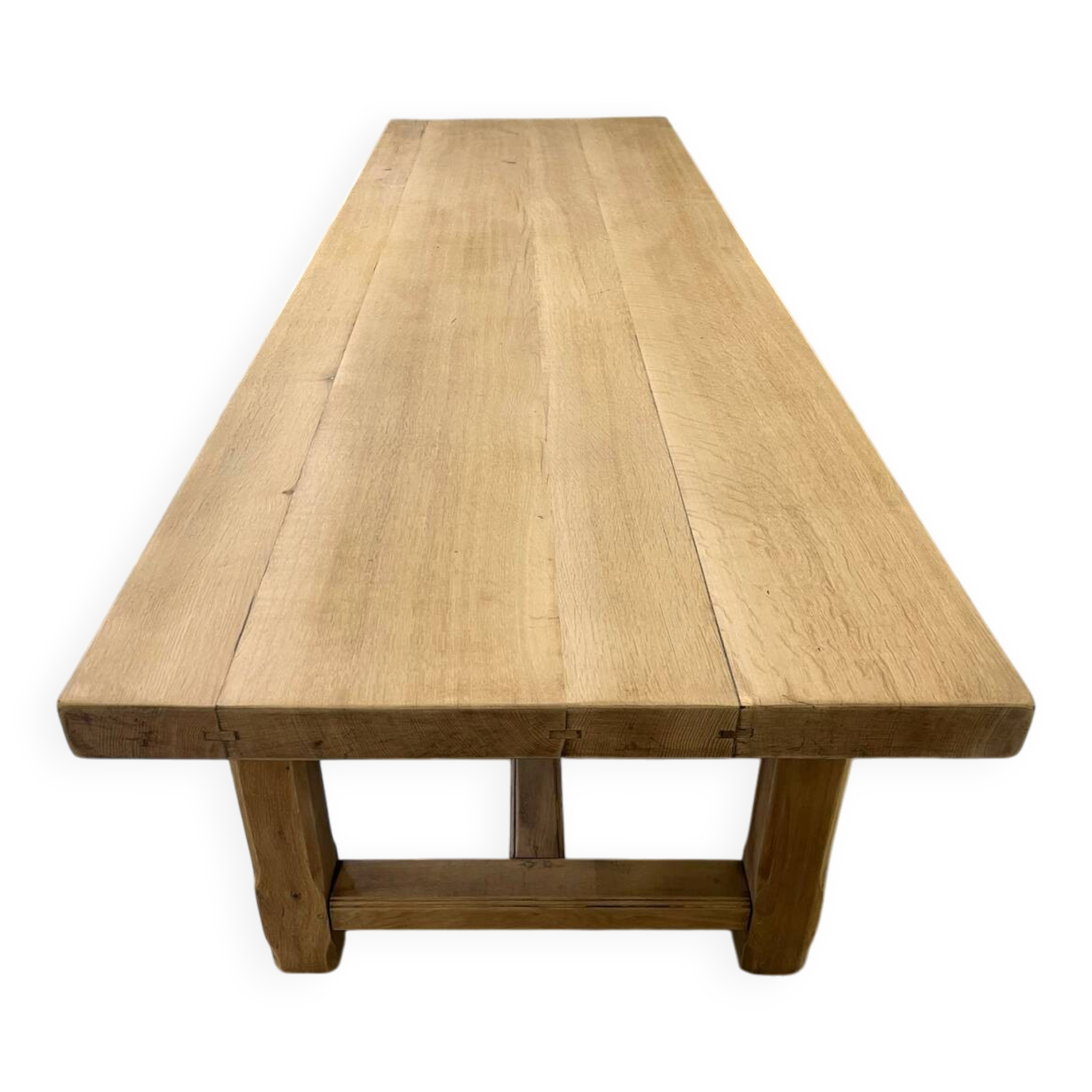 Light solid oak farmhouse table