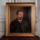 Huile sur toile portrait XIXe 1888 homme portant moustache par J. Abrol