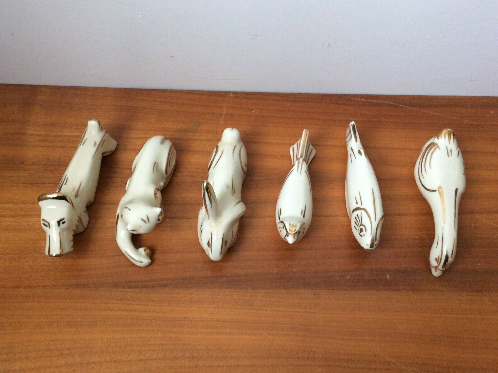 Lot de 6 porte couteaux animaliers en porcelaine de Limoges
