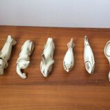 Set of 6 animal knife holders in Limoges porcelain