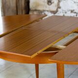 Table ronde extensible en teck vintage scandinave