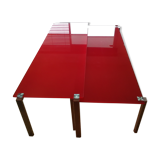Red glass trundle coffee table by Jean Nouvel edited by Zeritalia