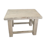 Wooden patinated in white footrest