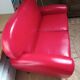 Red 2-seater Club Sofa in coated leather – Maison Pavane