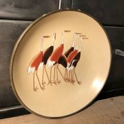 Hollow plate Japan ACF porcelain circled brass decorated with cranes
