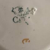 Creil et Montereau cup and saucer green and gold floral pattern