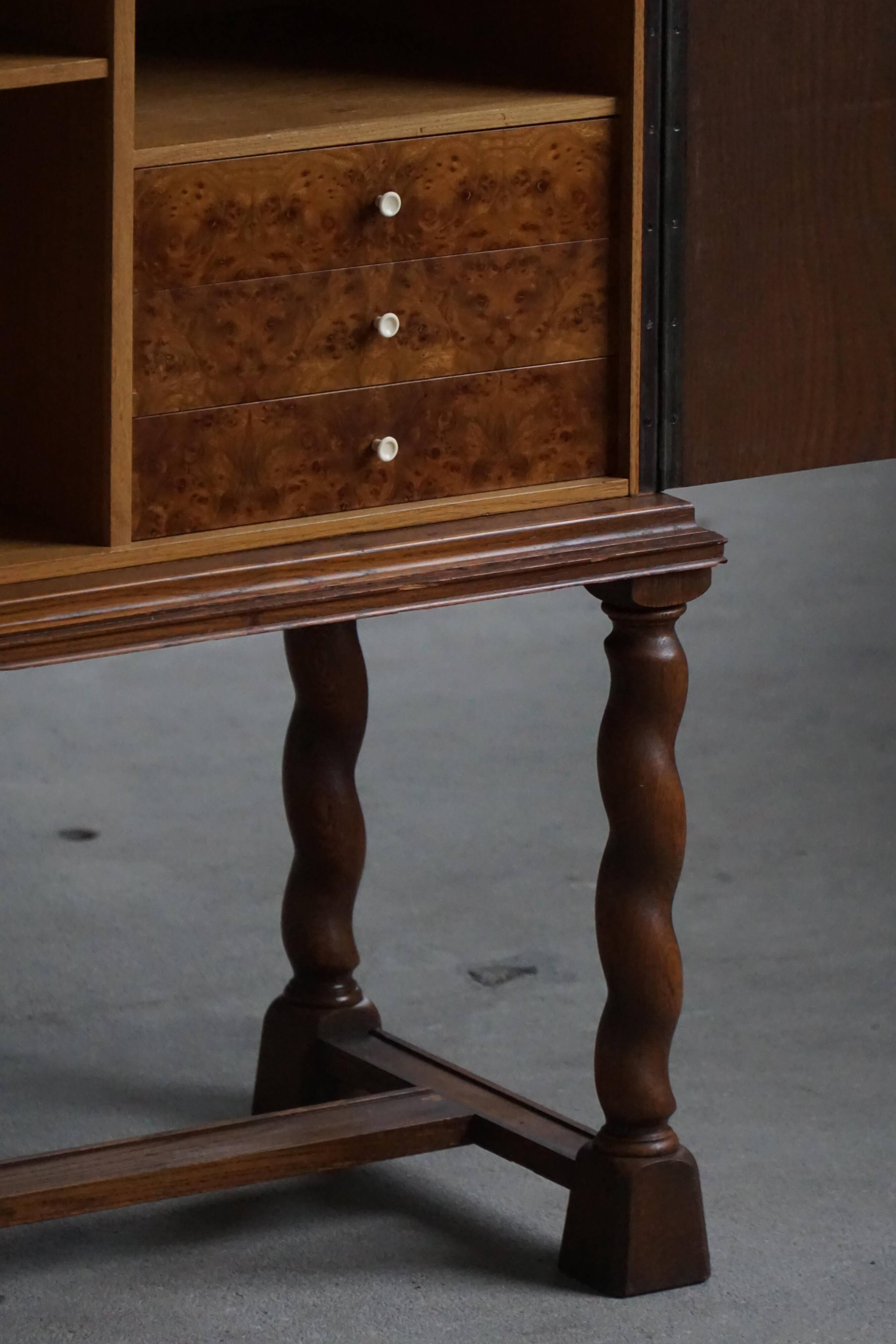 Swedish Grace, Geometric Oak Armoire, Thysells Furniture, Art Deco, 1940s