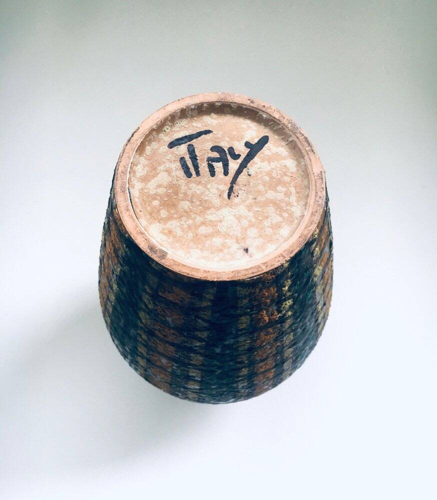 Vintage Art Ceramics Seta Vase attributed to Aldo Londi for Bitossi Raymor, Italy, 1960s