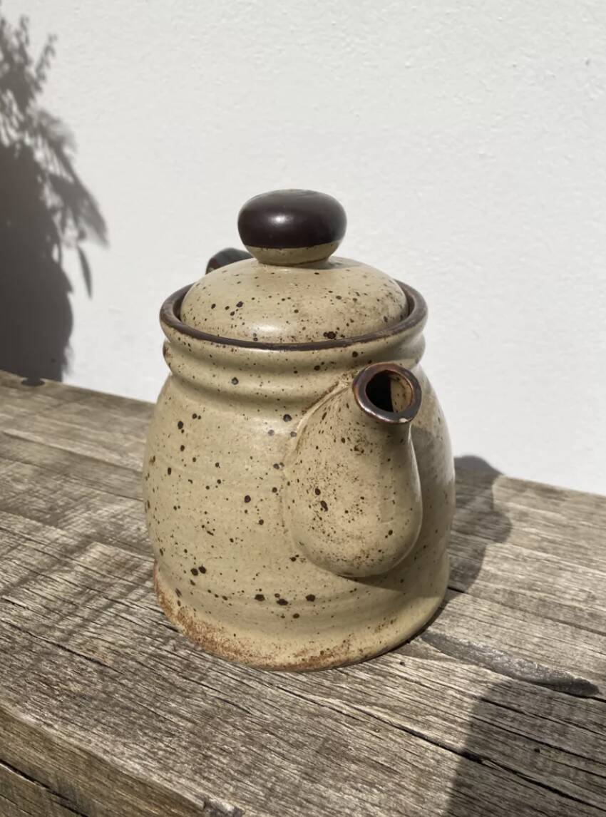 Japanese beige stoneware teapot