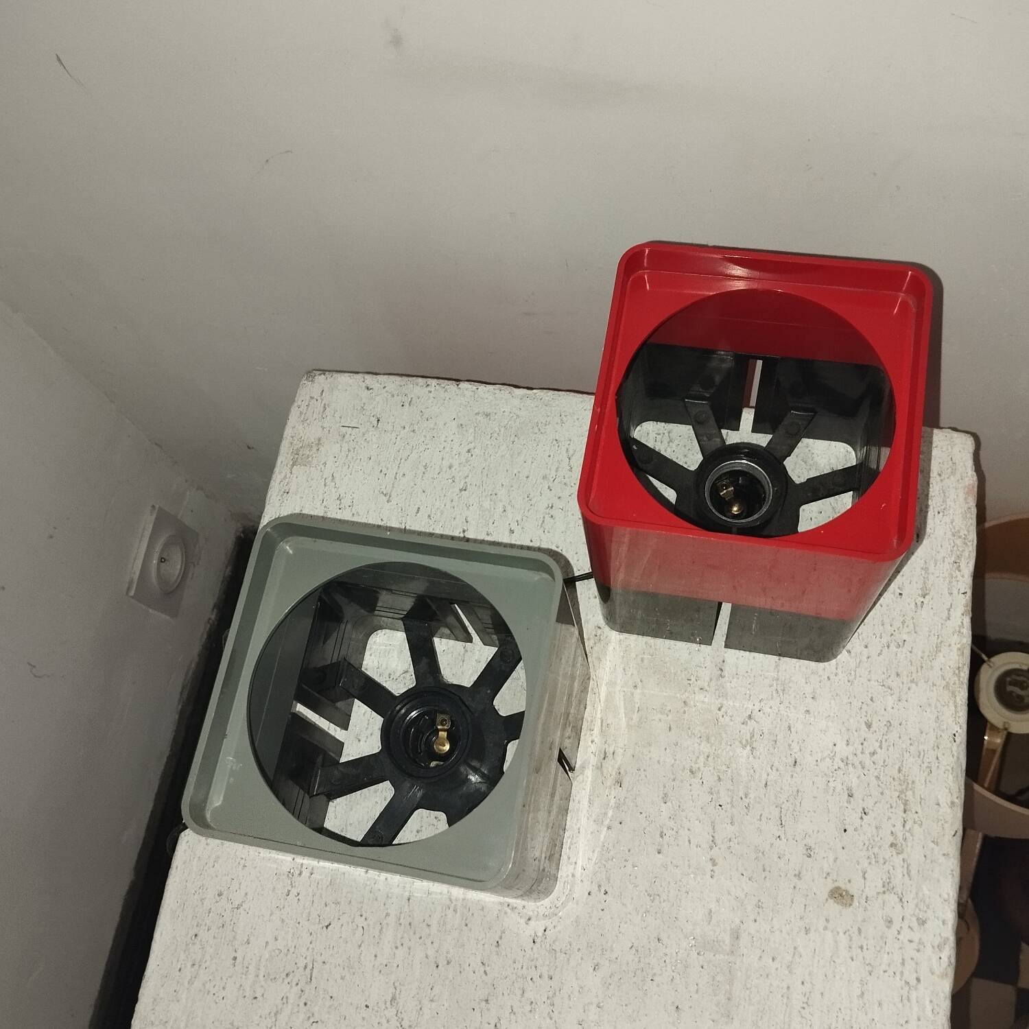 Pair of designer plastic lamps from the 70s