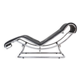Chaise longue italienne vintage en chrome et cuir par Guido Faleschini années 1970