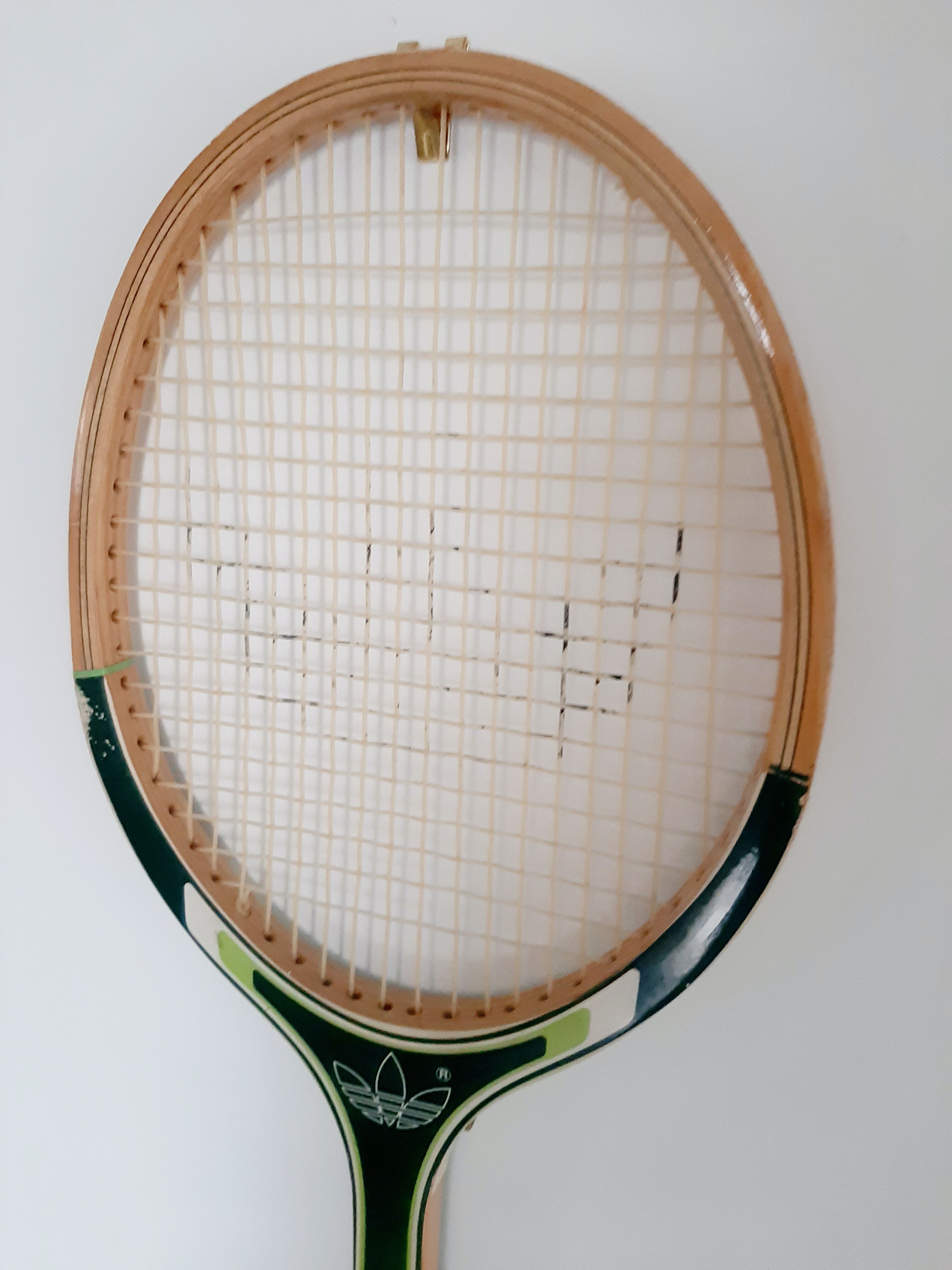 Vintage wooden tennis racket Biarritz Adidas