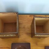Vintage wooden spice boxes old coffee sugar