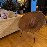 Rattan basket armchair from the 50s