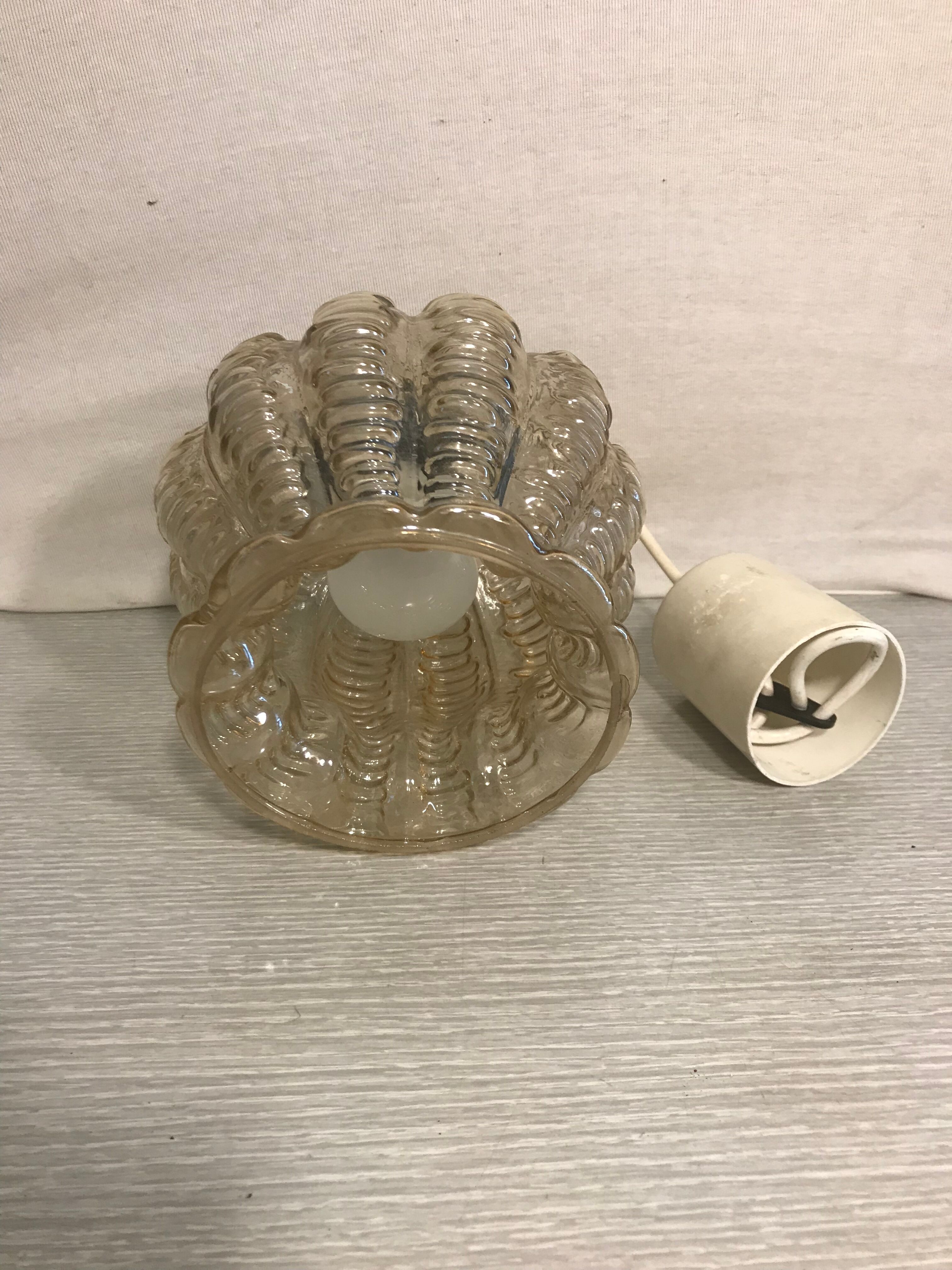 Old glass moulded shape geometric shape years 70 decoration #5