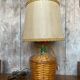 Old wicker dame jeanne lamp + beige lampshade 70's vintage