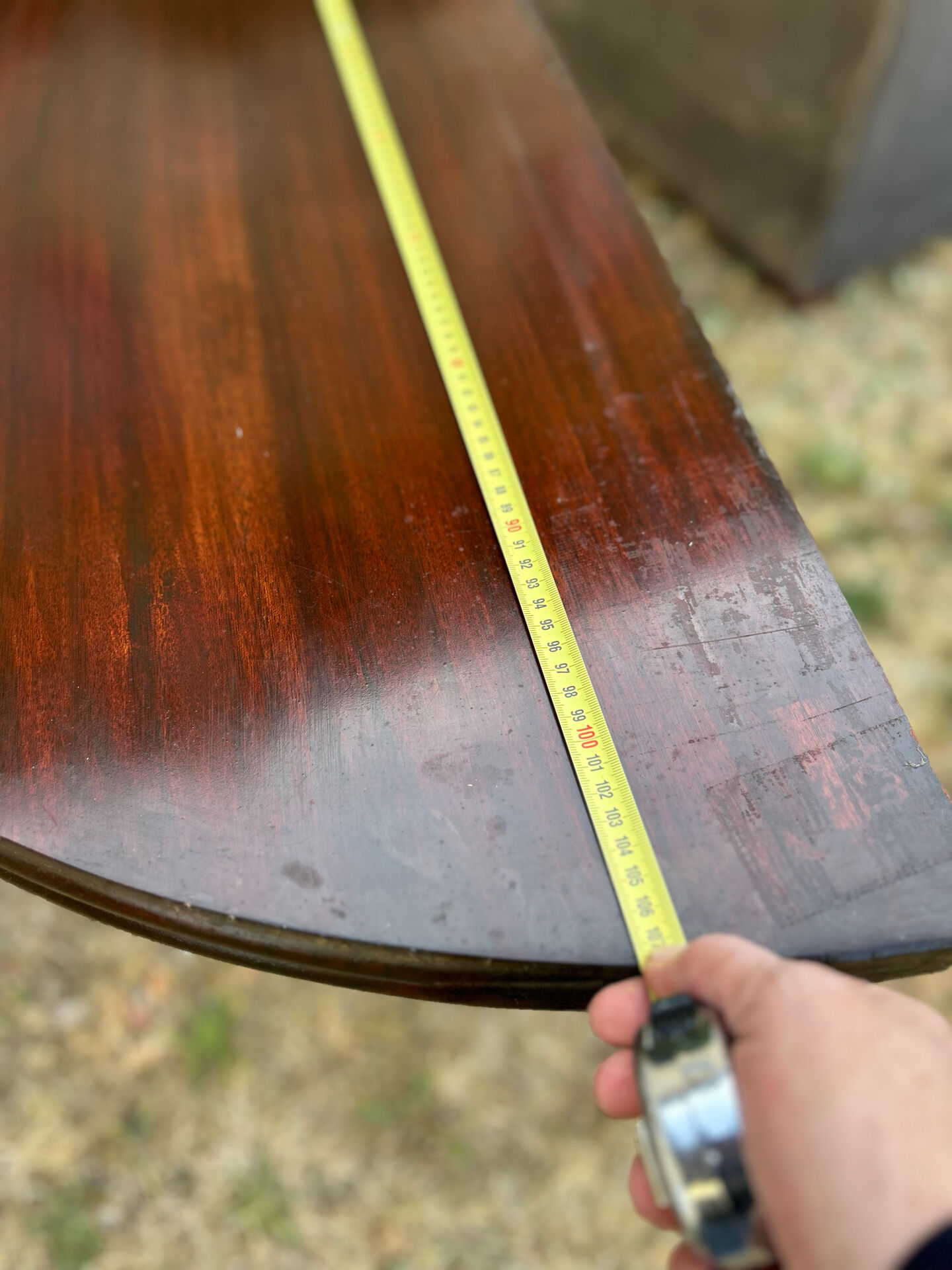 Half-moon table in mahogany, Louis XVI style.