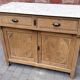 Antique Parisian buffet in oak and Carrara marble