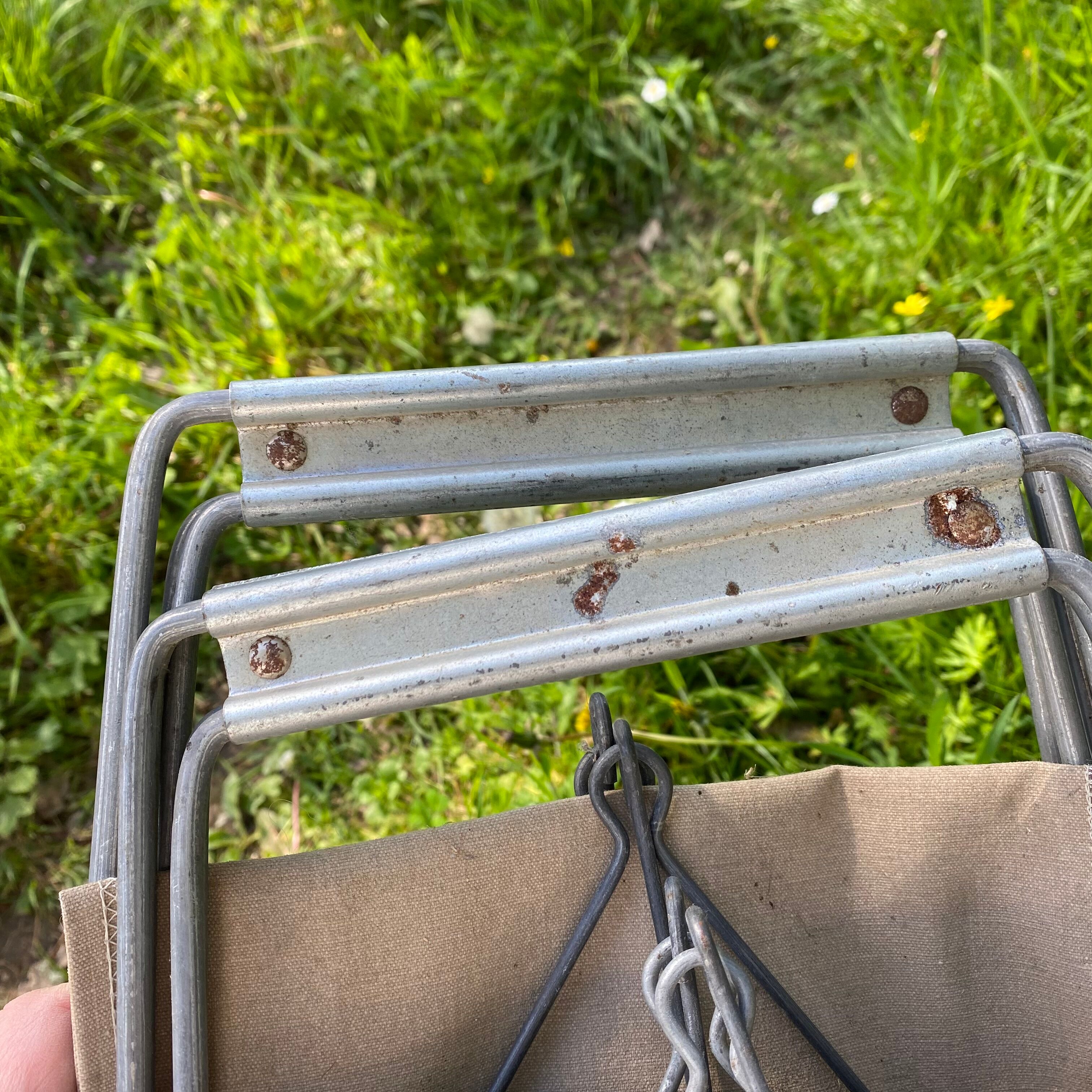 Vintage canvas foldable camping stools
