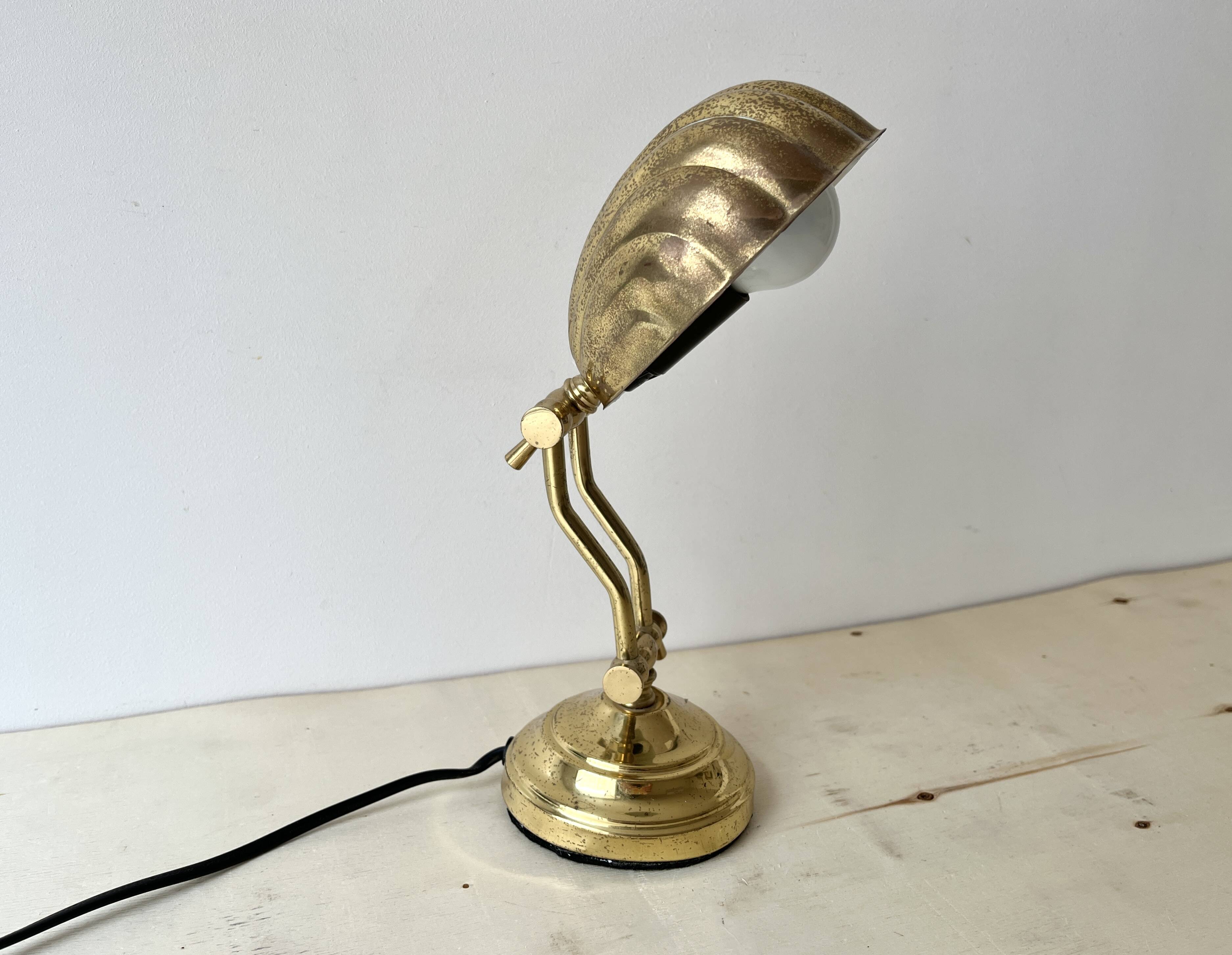 1950s brass "shell" desk lamp, vintage lighting