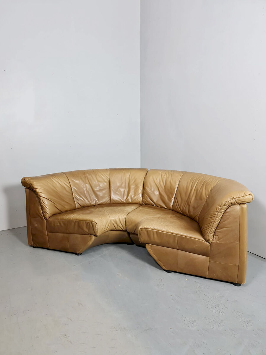 Vintage design leather curved modular sofa Rolf Benz