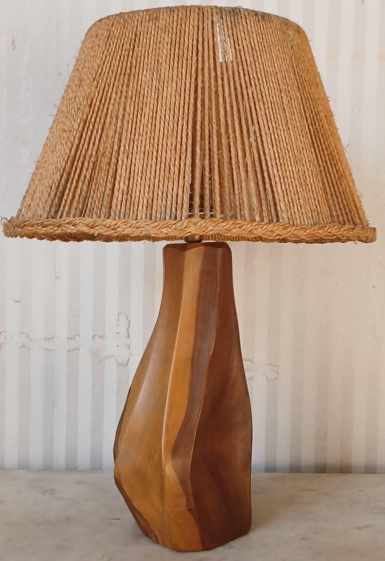"Noll" lamp in wood and rope, circa 1950