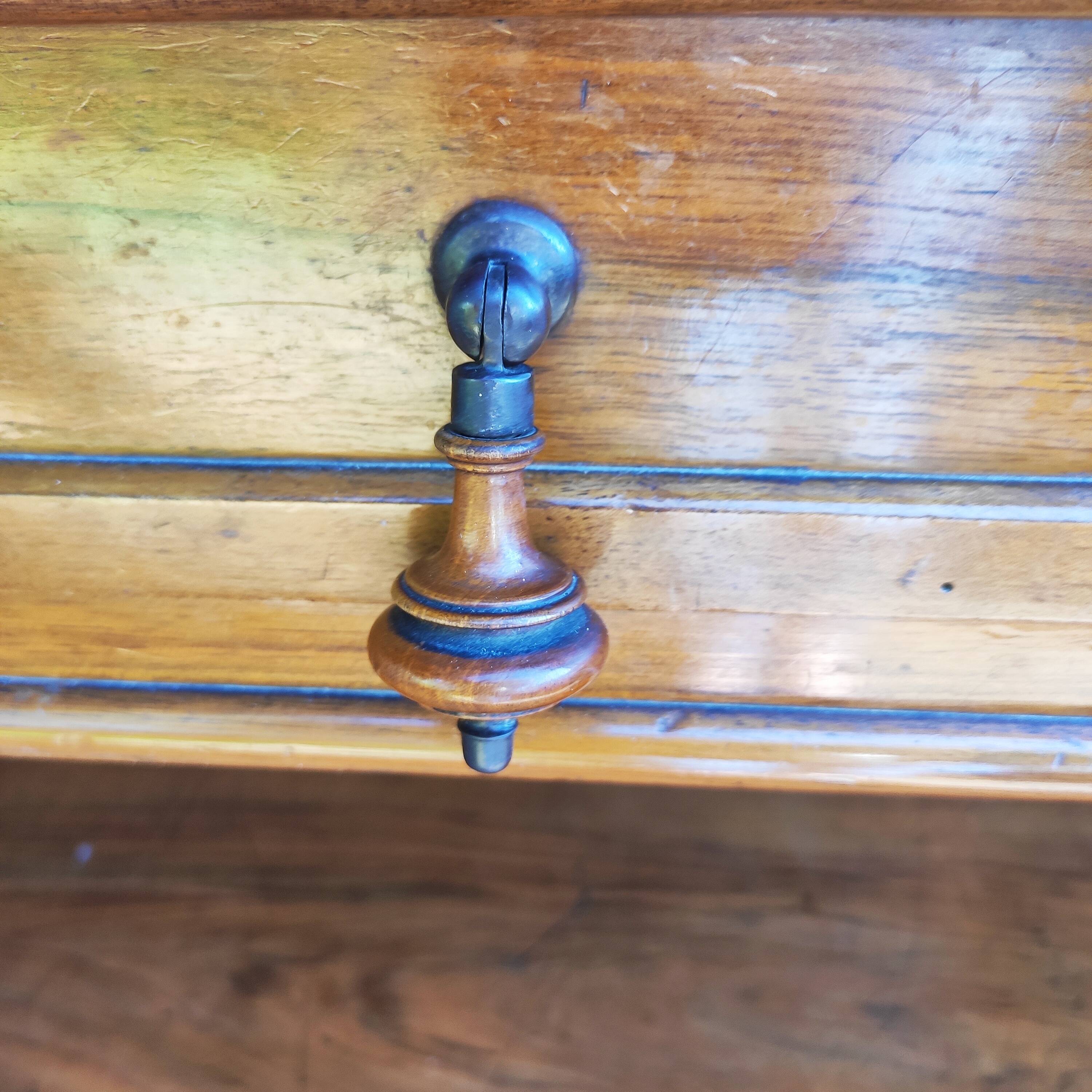 Old solid blond walnut console table