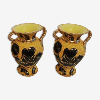 Paire de vases Vallauris à anses torsadées