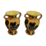 Pair of Vallauri vases with twisted handles