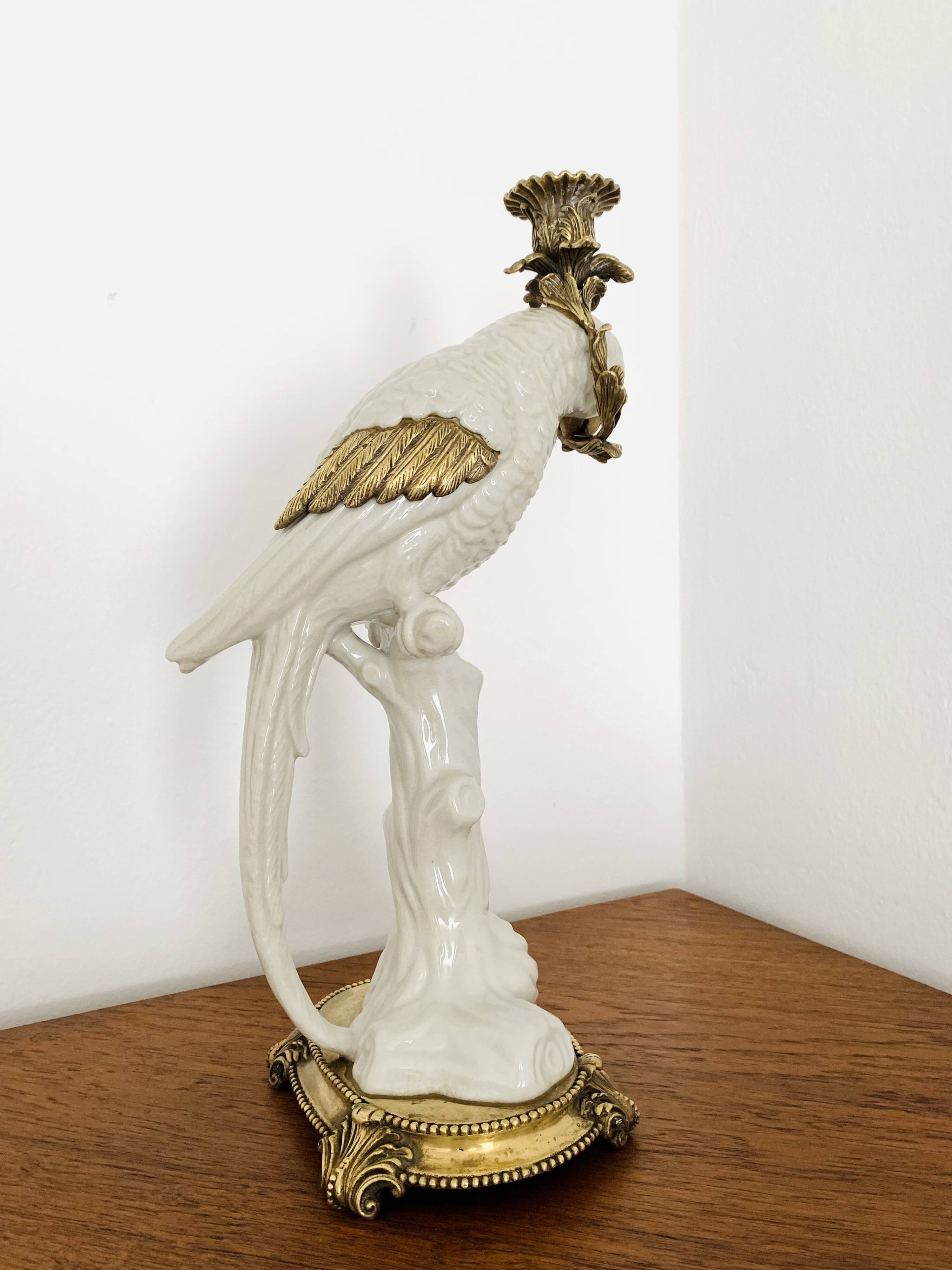 Bougeoir perroquet en céramique
