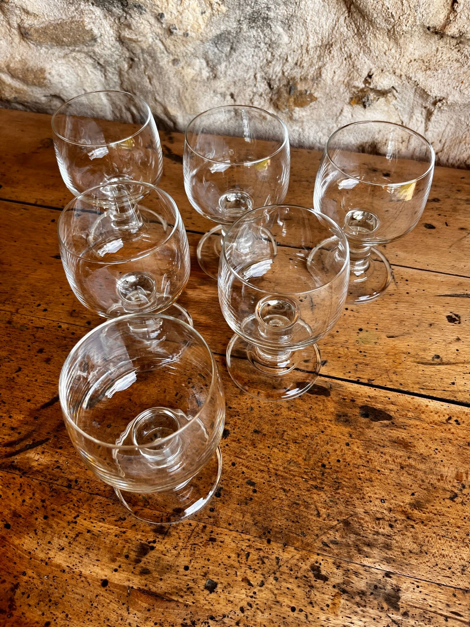 Set of 6 thick stemmed glasses