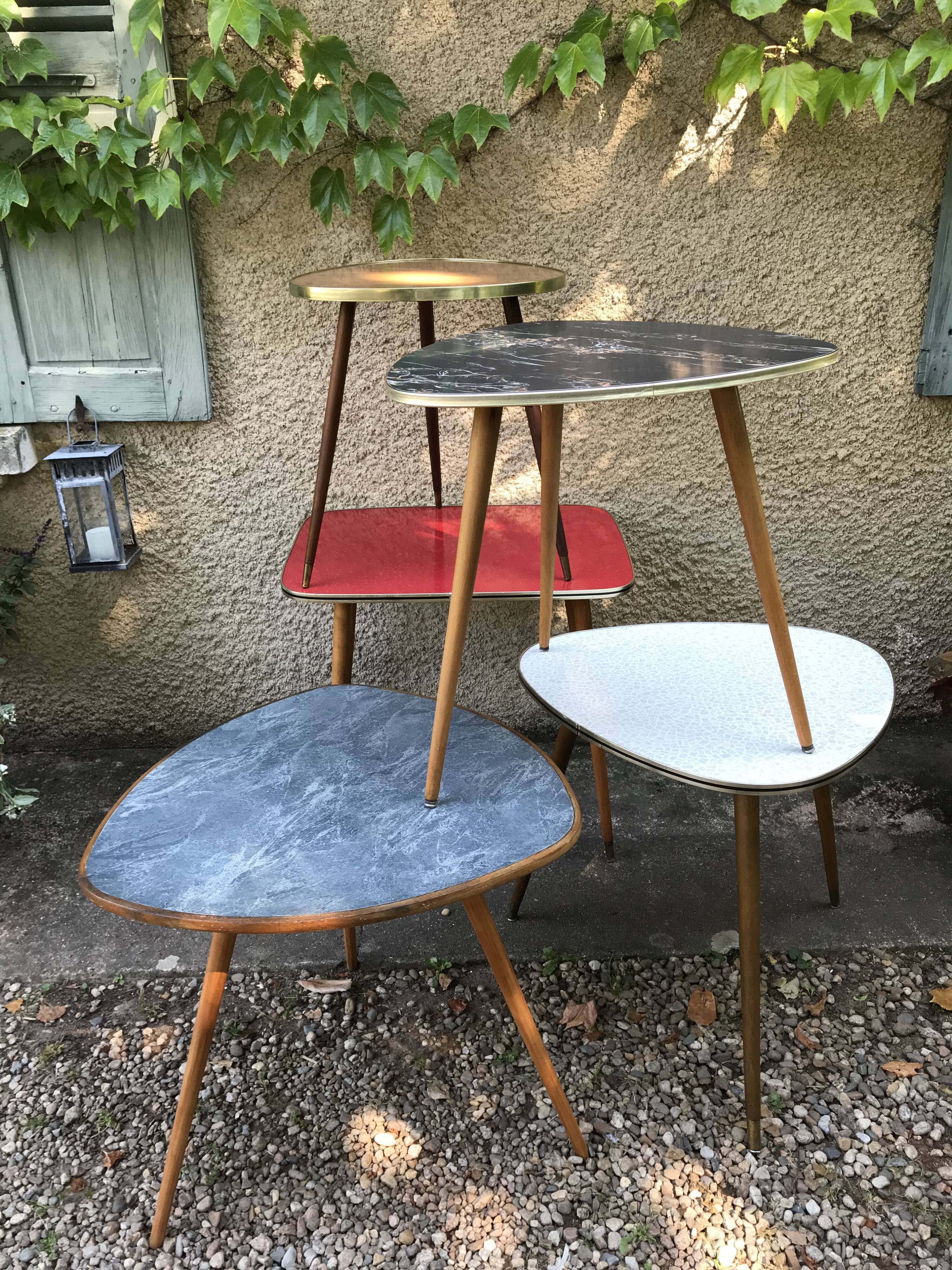 Vintage side table tripod feet compas