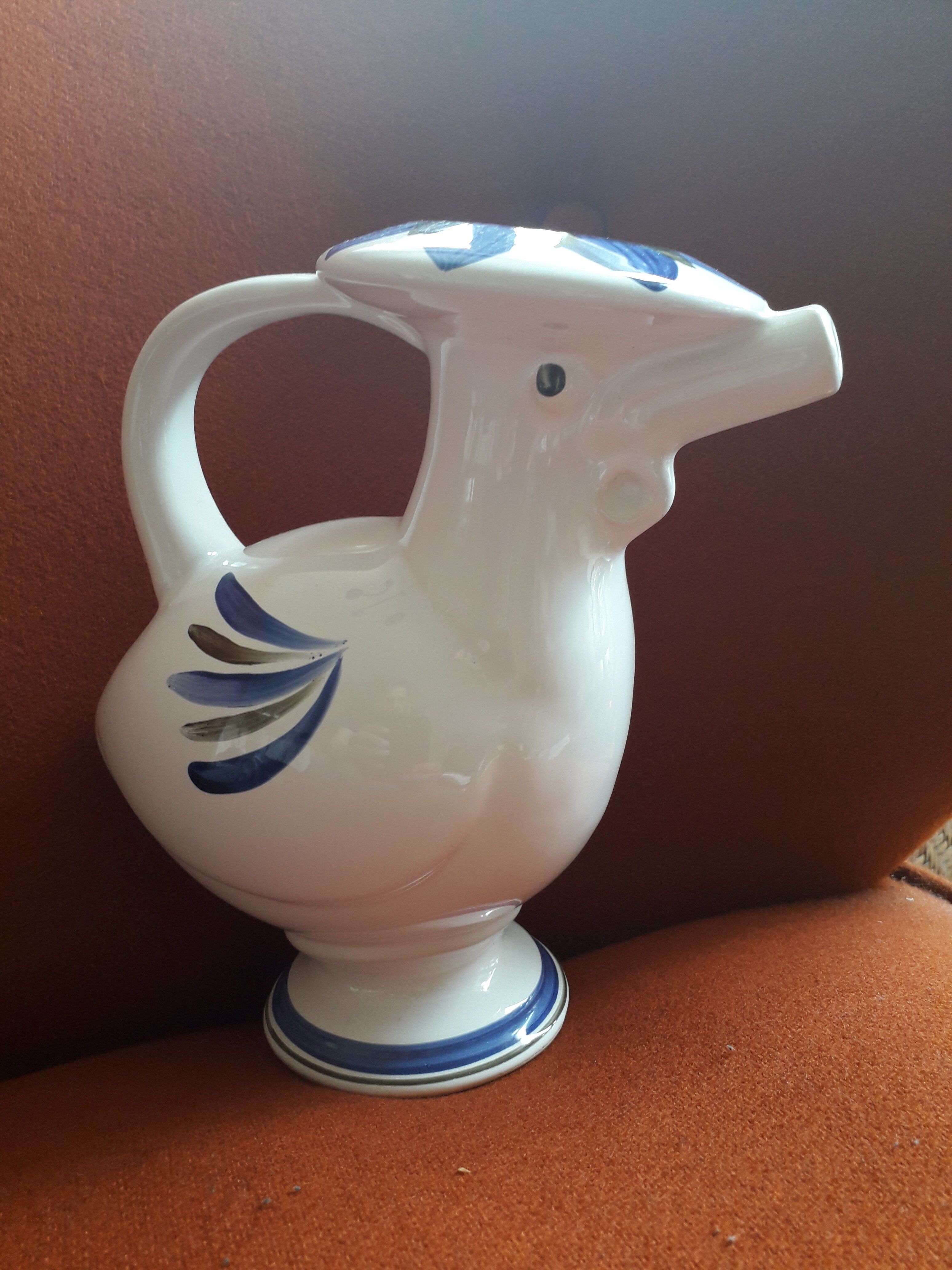 Vintage ceramic bird-shaped zoomorphic vase from Biot