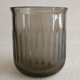 Cache-pot vintage en verre fumé