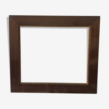 Antique Wooden mahogany Frame gold colored pearl shaped border