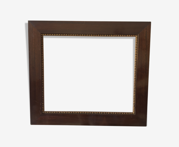 Antique Wooden mahogany Frame gold colored pearl shaped border