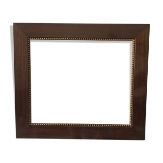 Antique Wooden mahogany Frame gold colored pearl shaped border